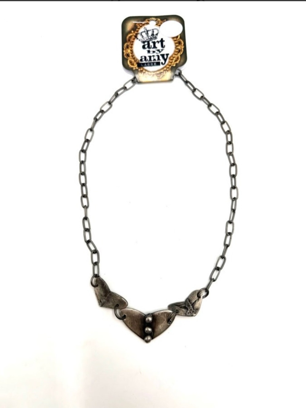 Silver-Tone Heart Pendant Necklace - Silver Art by Amy